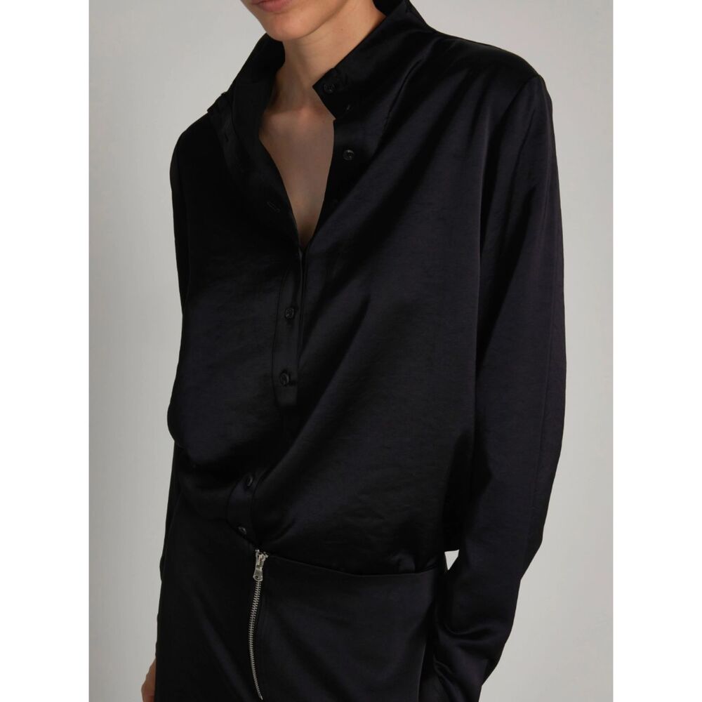SAINT ART Lilith Satin‎ Button Down Black Small